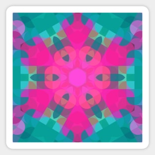 Retro Mandala Flower Pink and Blue Sticker